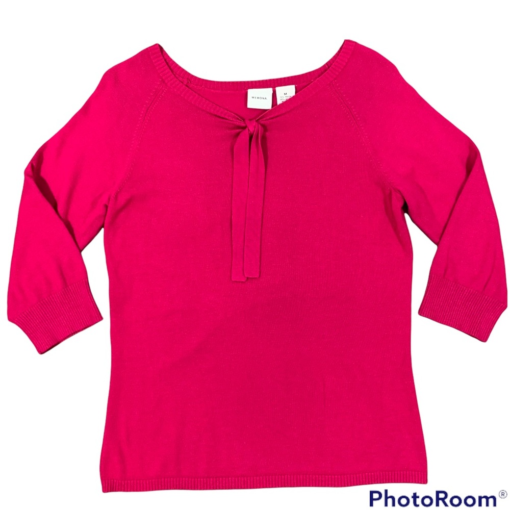 Merona Pink 3/4 Sleeve Sweater Size Medium